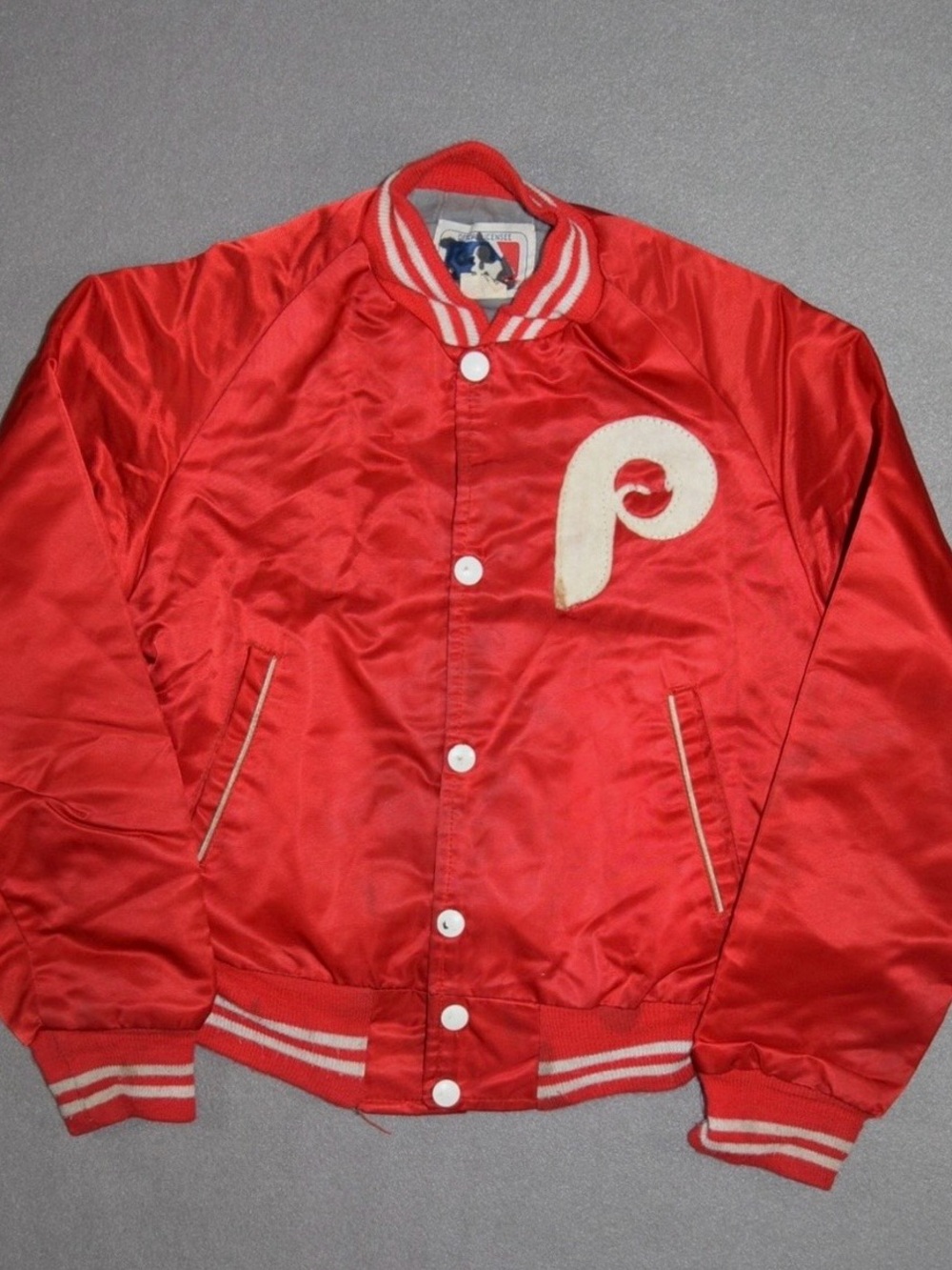 Vintage Philadelphia Phillies Jacket Kids 12 Satin Bomber 70s 80s MLB Baseball